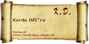 Korda Dóra névjegykártya